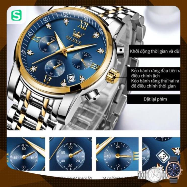 Đồng hồ OLEVS 2858 nam đa chức năng thời trang dây đeo bằng thép không gỉ