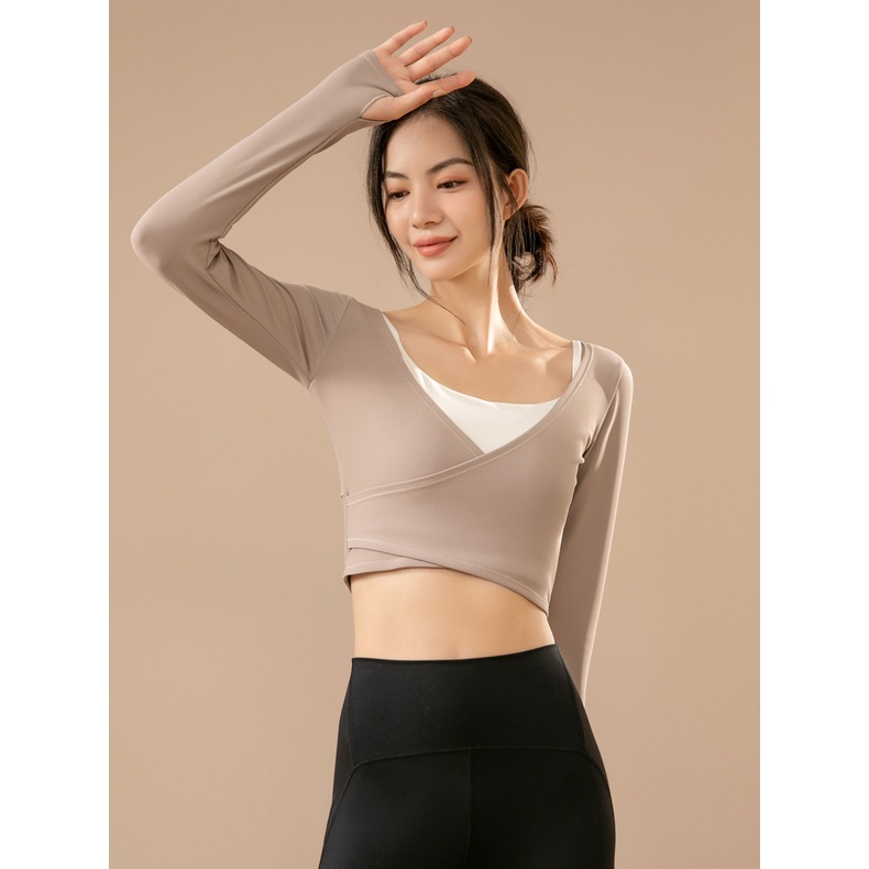 Áo Thun Thể Thao Tay Dài Cổ Chữ V Ôm Dáng Thanh Lịch 1011