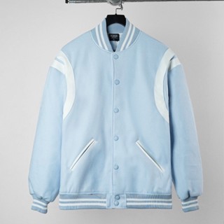 Áo Bomber Varsity SLP Xanh. Khoác Bomber Saint La*urent Teddy YSL Sơn Tùng MTP Xanh Mint