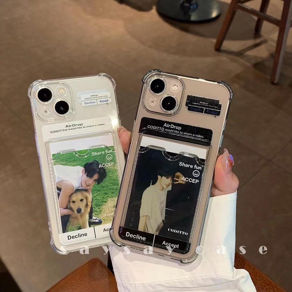 Ốp Điện Thoại Silicon Mềm Trong Suốt Chống Sốc Có Ngăn Đựng Thẻ Cho IPhone 13 12 11 Pro XS Max XR X