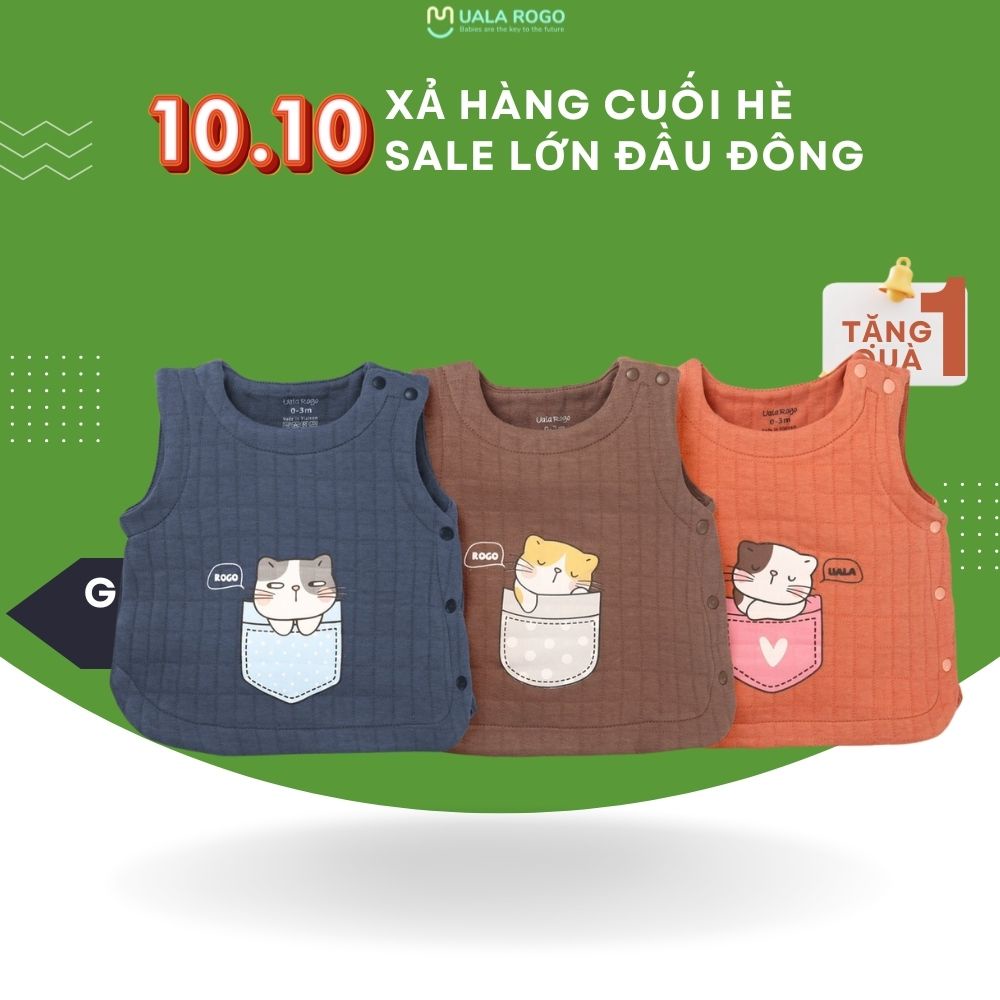 Áo gile trần bông cho bé Ualrogo 0-2 tuổi vải cotton giữ ấm cúc bên 3988