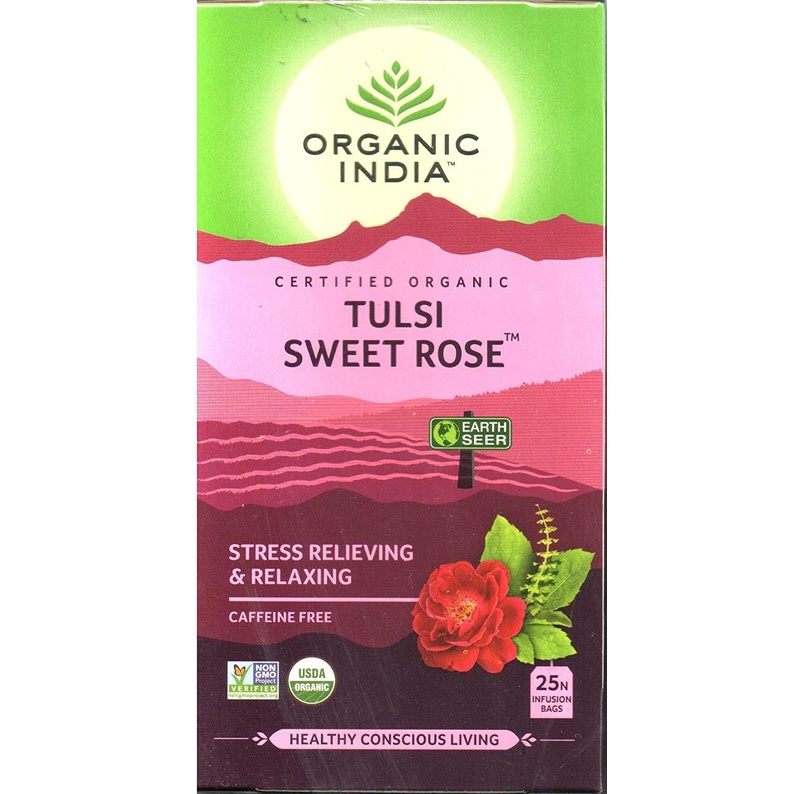 [ORGANIC INDIA] Tulsi Sweet Rose Infusion Tea - Trà hoa hồng ngọt ngào Tulsi