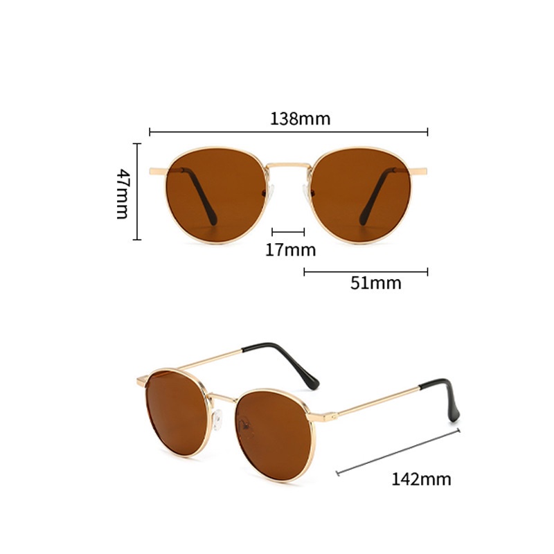Kính Mát Tròn Gọng Kim Loại Nhiều Màu Chống Tia UV400 Thời Trang Cho Nam Và Nữ