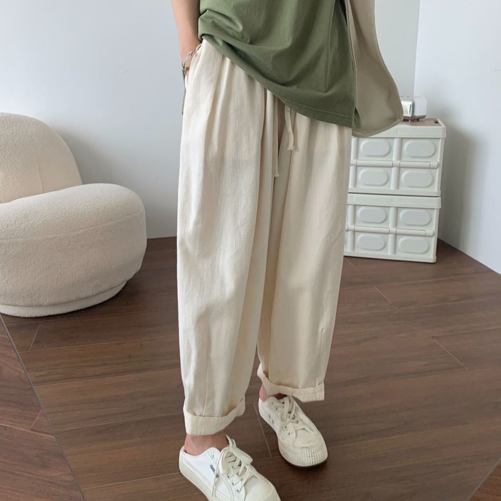 SUXI Quần Dài Lưng Cao Ống Rộng Dáng Suông Thời Trang Mùa Hè Cho Nữ