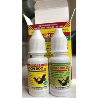 Flocin 200 cho gà đá cặp kháng sinh + tăng lực gà đá hộp 2 chai [mỗi chai 10 ml]