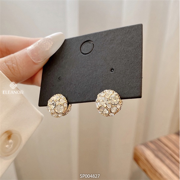 Bông tai nữ châm nữ Eleanor Accessories hình khối cầu tròn đính đá basic phụ kiện trang sức 4827