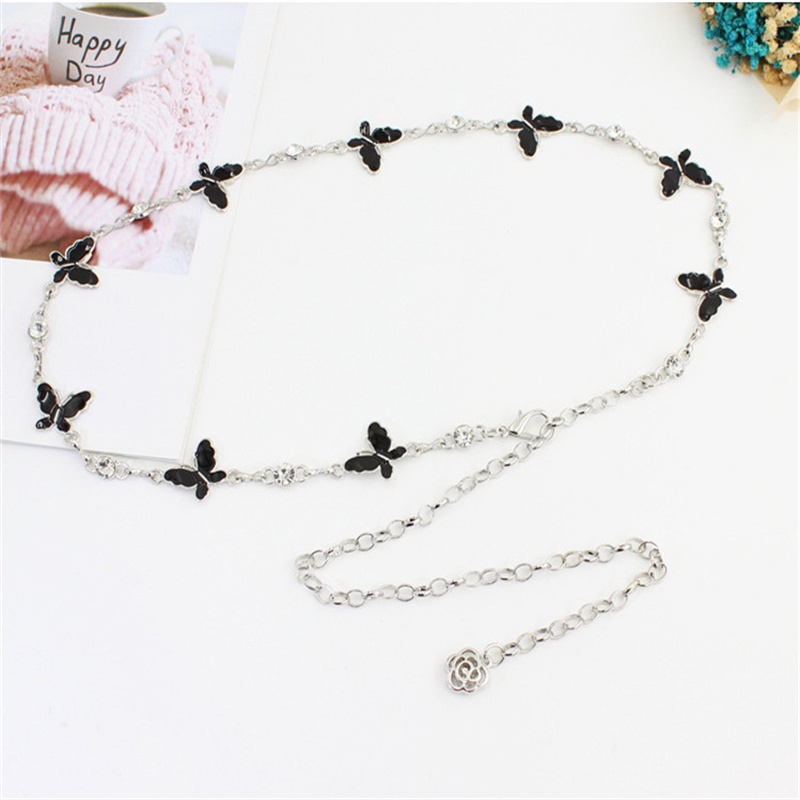 Thắt Lưng Dây Xích Kim Loại Màu Bạc Hình Bướm Phong Cách Bohemian Cổ Điển Cho Nữ