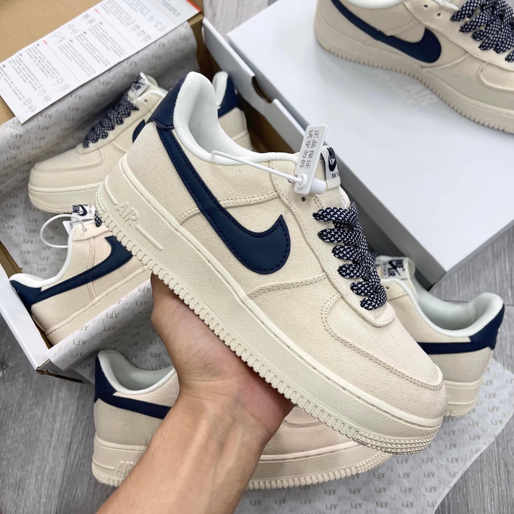 Giày Air AF1 Force 1 Vải Canvas Navy, Giày thể thao AF1 vệt xanh navy full box+phụ kiện-duti19