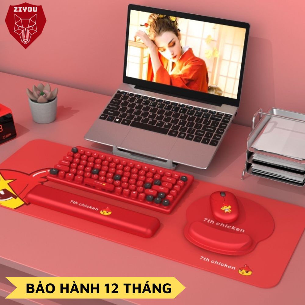 Bàn Phím Và Chuột Không Dây Ziyou QW02 Màu Cực Đẹp Phím Bấm Êm Kết Nối Máy Tính Laptop PC + Tặng Lót