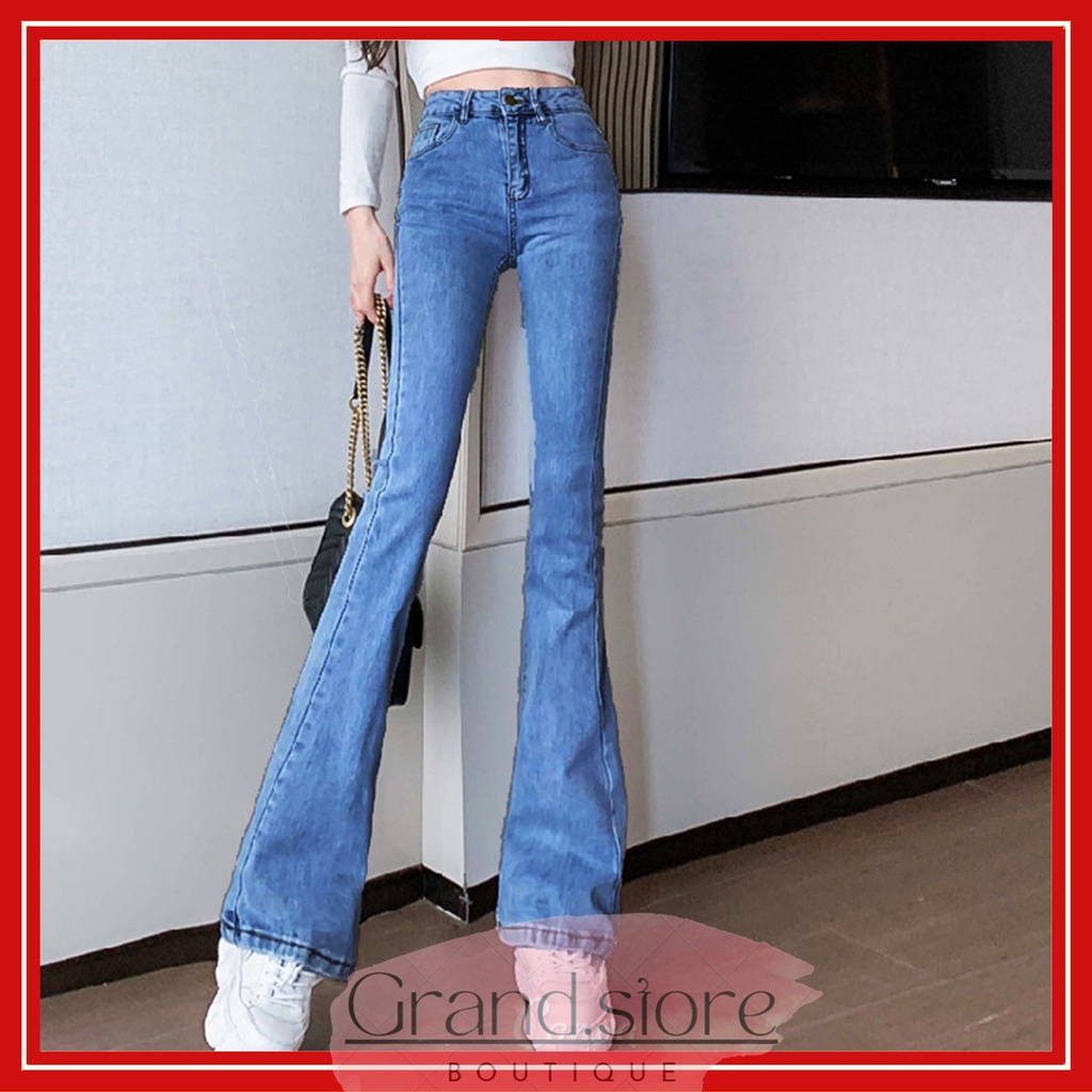 Ảnh thật- Quần Jeans Ống Loe Lưng Cao - Giá xưởng