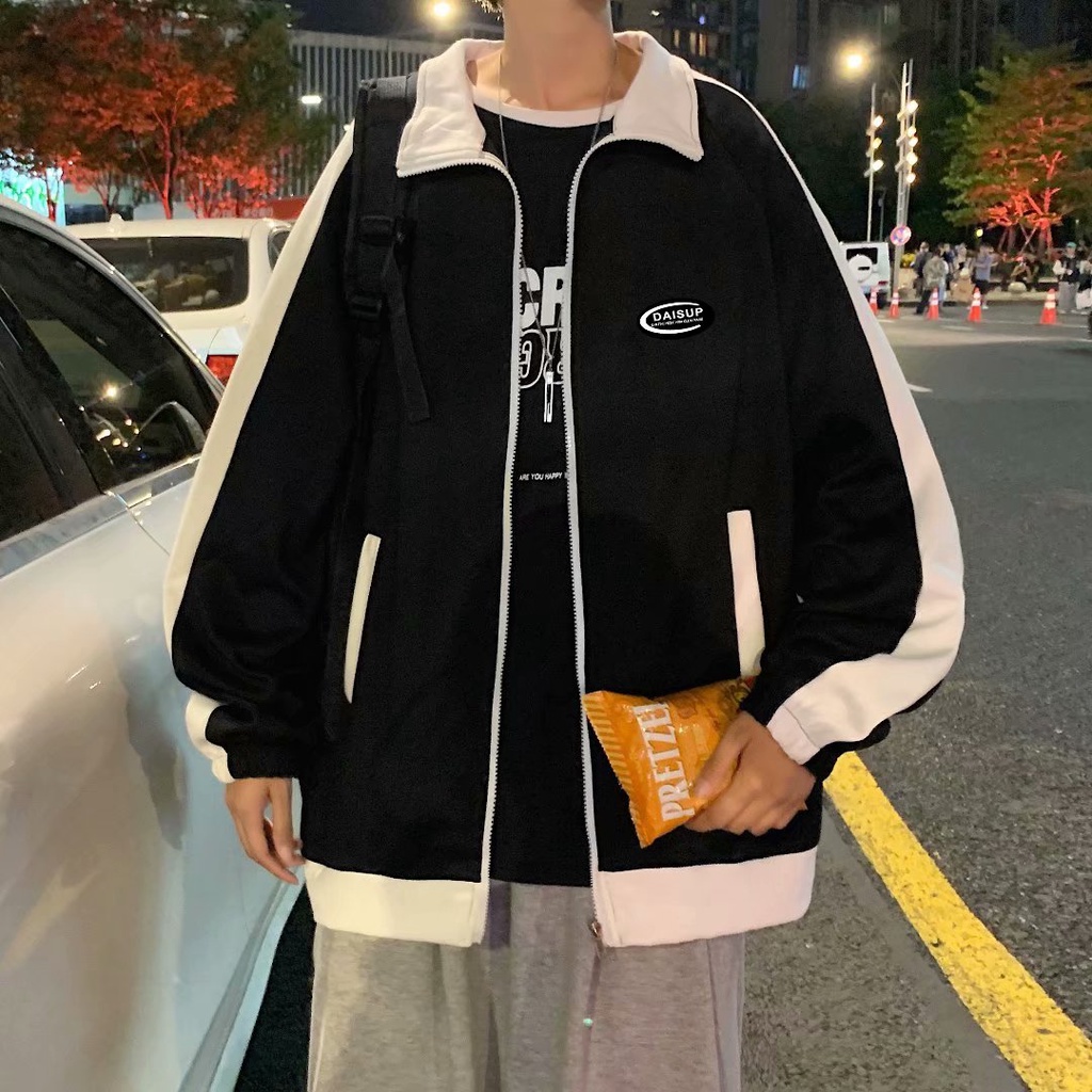 Áo Khoác Thể Thao Cổ Đứng Dáng Rộng Phong Cách Harajuku Thời Trang Xuân Thu 2022 Cho Nam