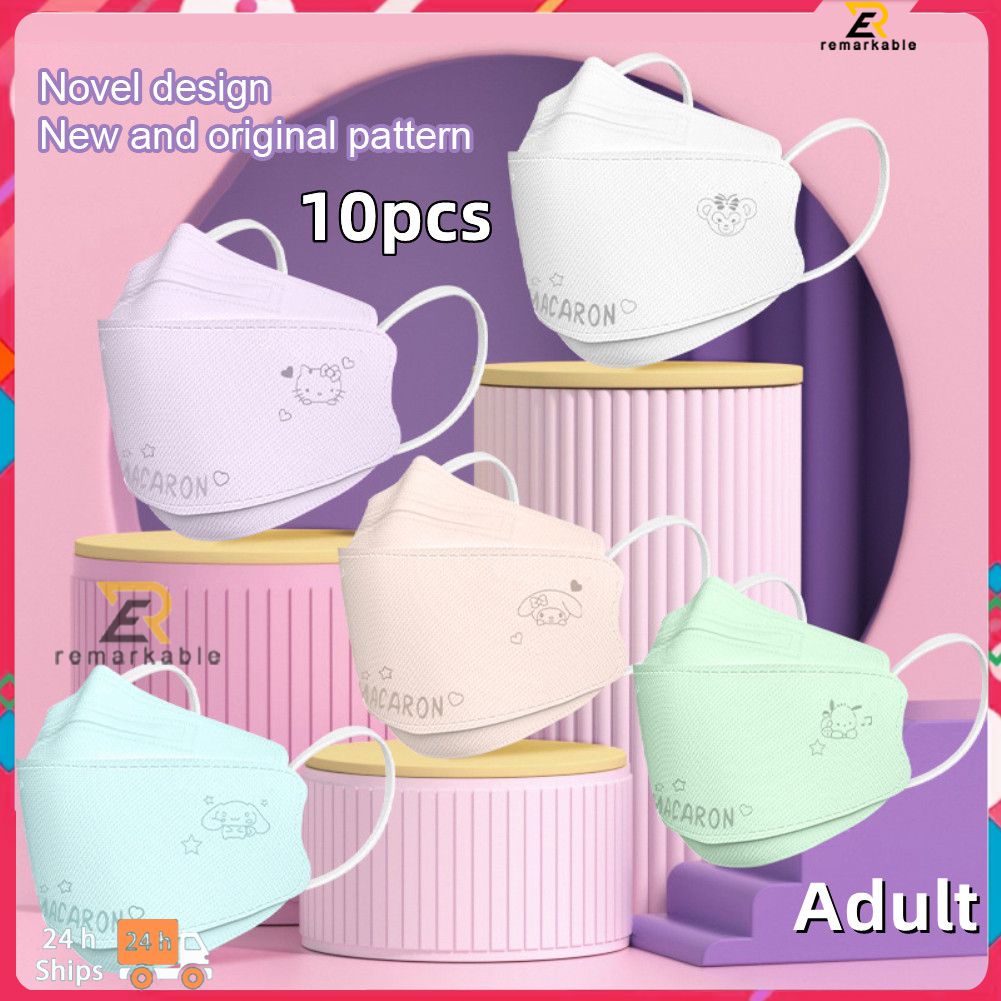 Sẵn Sàng Cổ 10 Chiếc Macaron Hoạt Hình Hello Kitty Dùng Một Lần Bảo Vệ Mặt Nạ 4 Lớp Phòng Chống Mặt Nạ Người Lớn (Cá Nhân Trọn Gói)