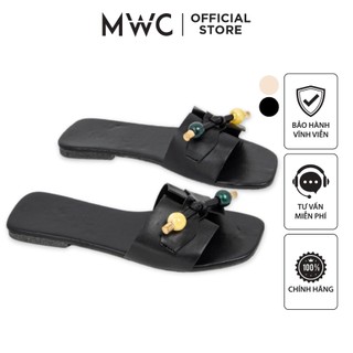 Dép Nữ MWC 3358 - Dép Quai Ngang Thắt Nơ Nữ Tính Đế Bệt