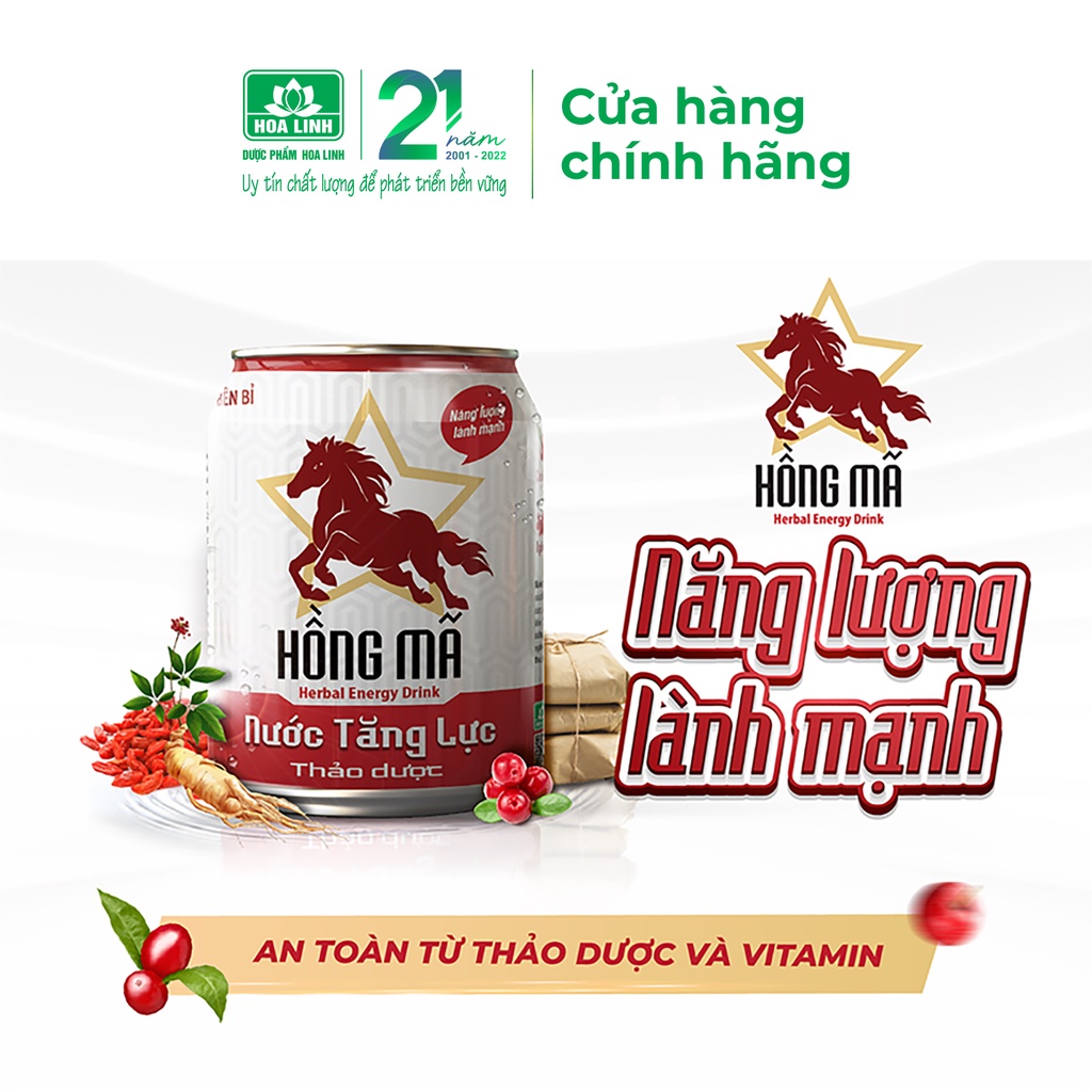 Lon nước tăng lực thảo dược từ sâm Hồng Mã 245ml