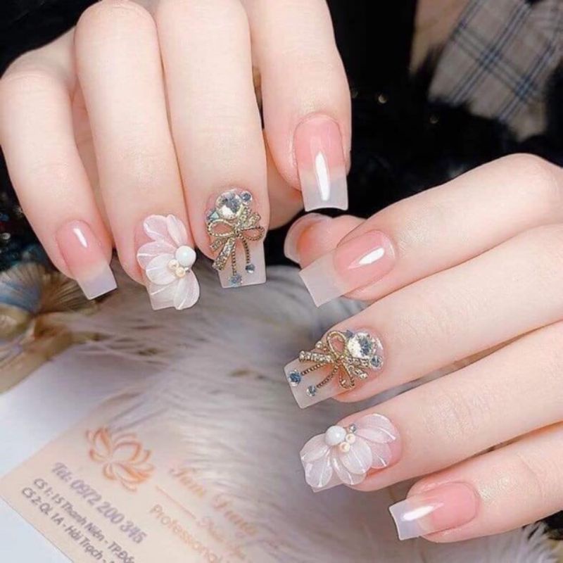 Hoa bột nail - cúc ruby cánh tròn -hoa tay