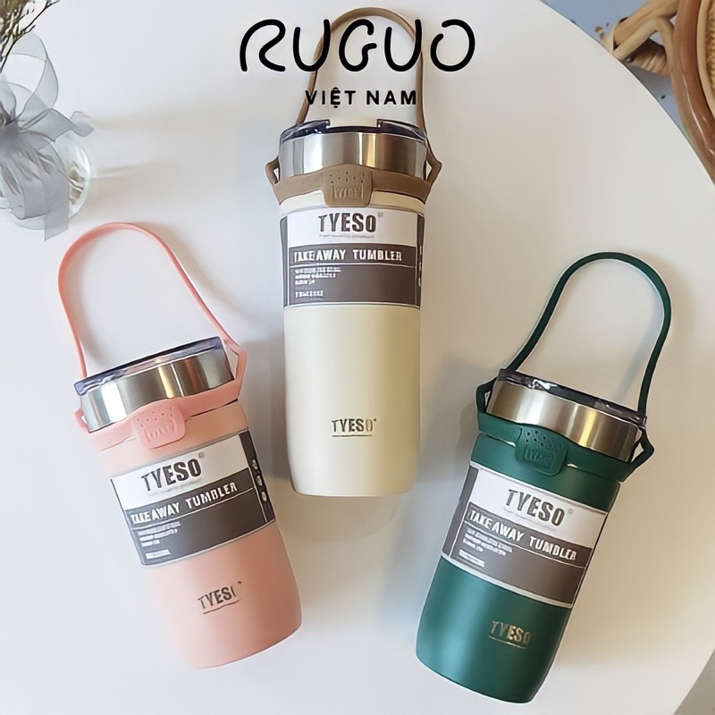 Ly giữ nhiệt TYESO 710ml inox 304 an toàn sức khỏe kèm quai xách tiện lợi