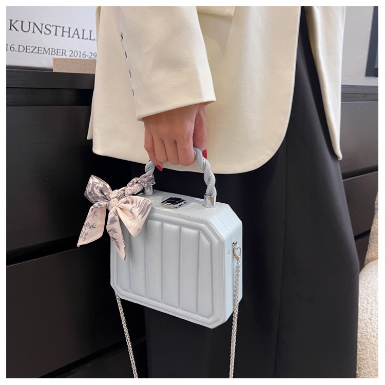 Túi Xách Nữ Đeo Chéo Hình Hộp Phối Nơ Lụa Xinh Xắn