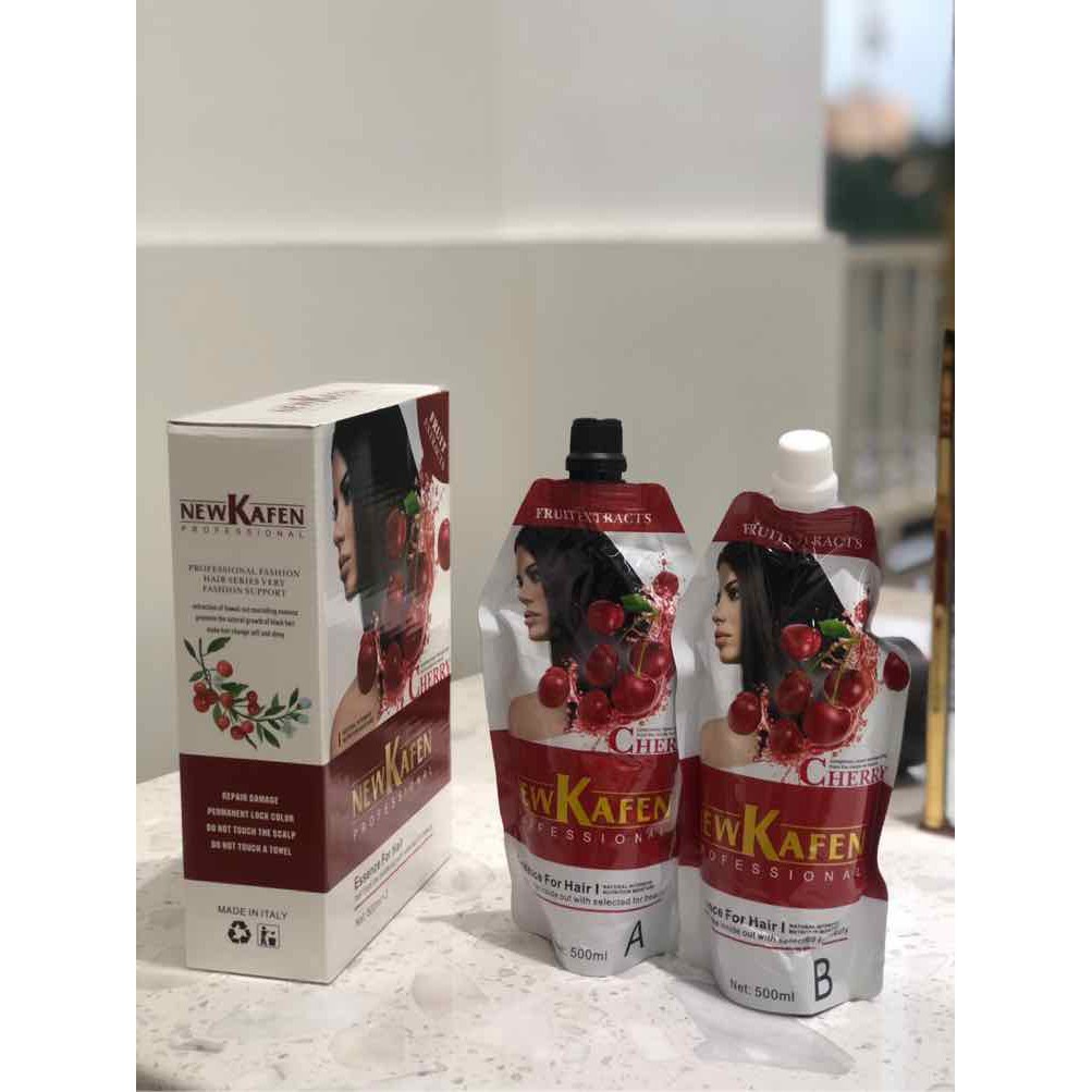 Nhuộm Đen New Kafen Thảo Dược Nhuộm Không Sót Da Đầu Hộp 500ml X2