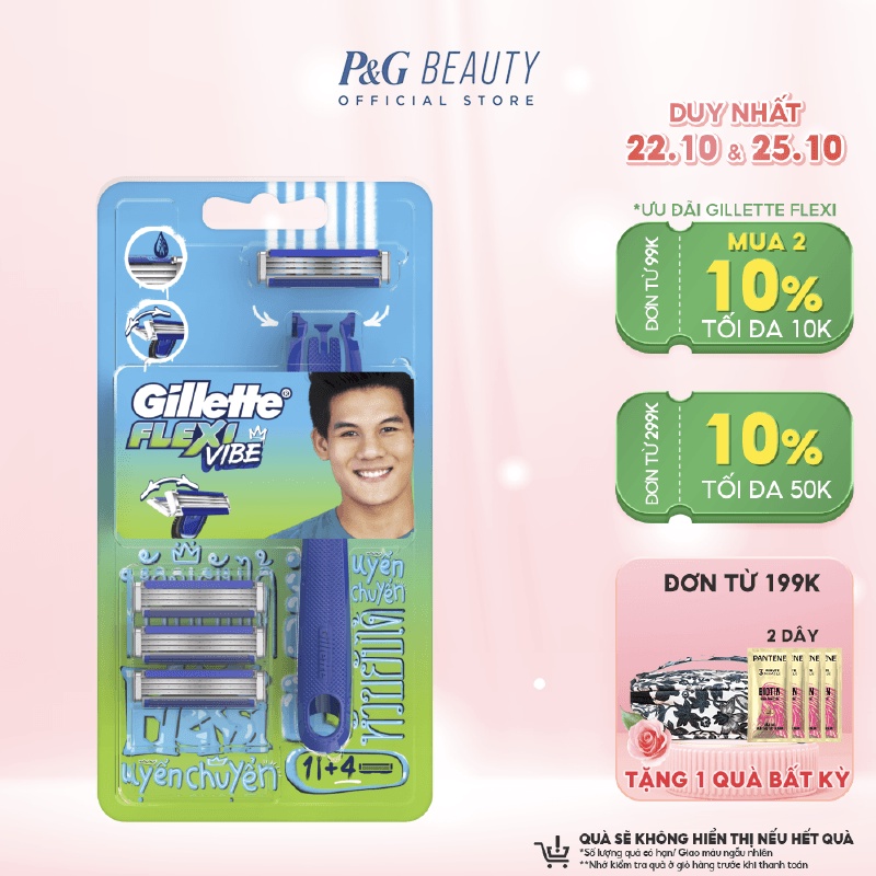 Dao Cạo Râu GILLETTE Flexi Vibe Hộp 1 Cán Dao Và 4 Lưỡi