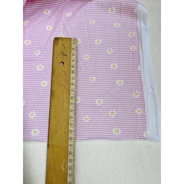 Vải thun cotton 2c Hàn kẻ nhỏ hoa cúc