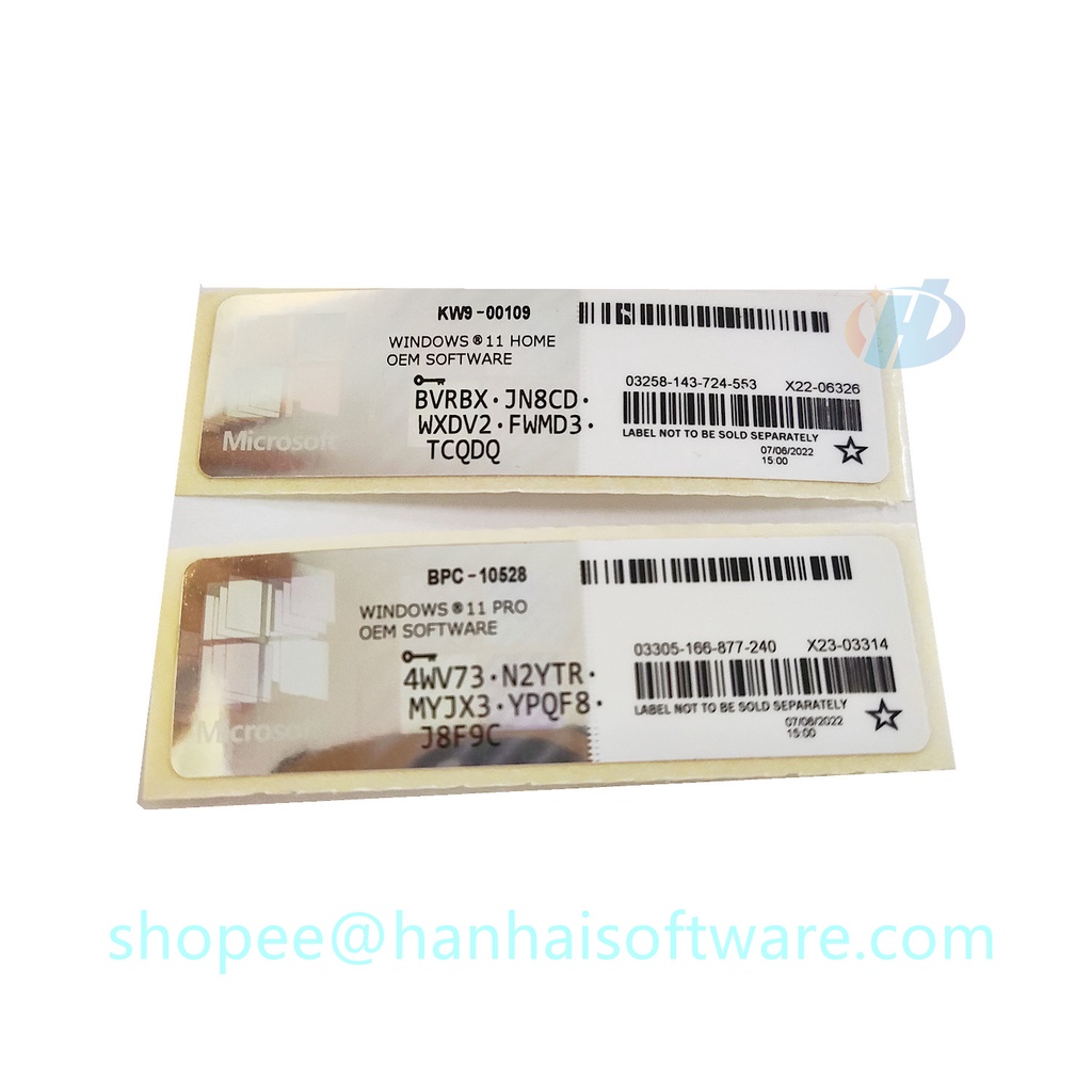 Windows 11 / 10 Professional Win 10 Hệ điều hành Home / Pro Kích hoạt Key Silver Coa Sticker Giấy ph