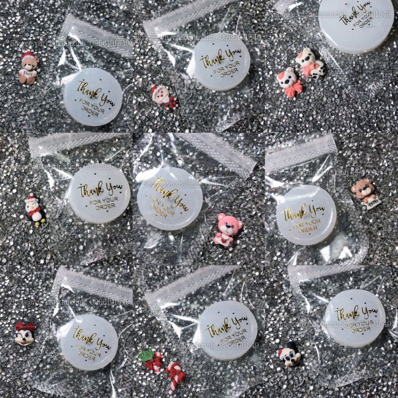 khuôn silicon làm charm gấu bột nail_ nơ bột nail