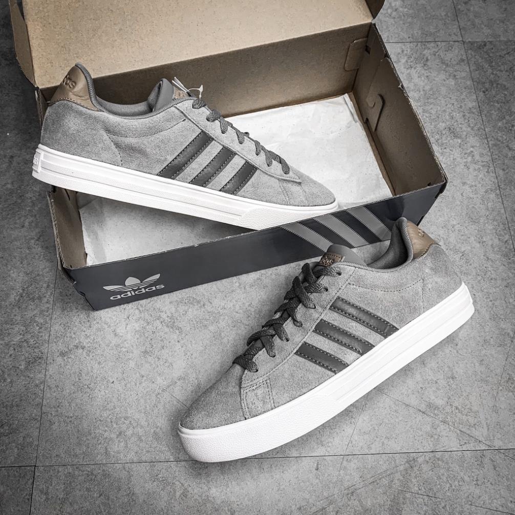 Giày thể thao Adidas Daily da lộn xám gót nâu 🤝🏻
