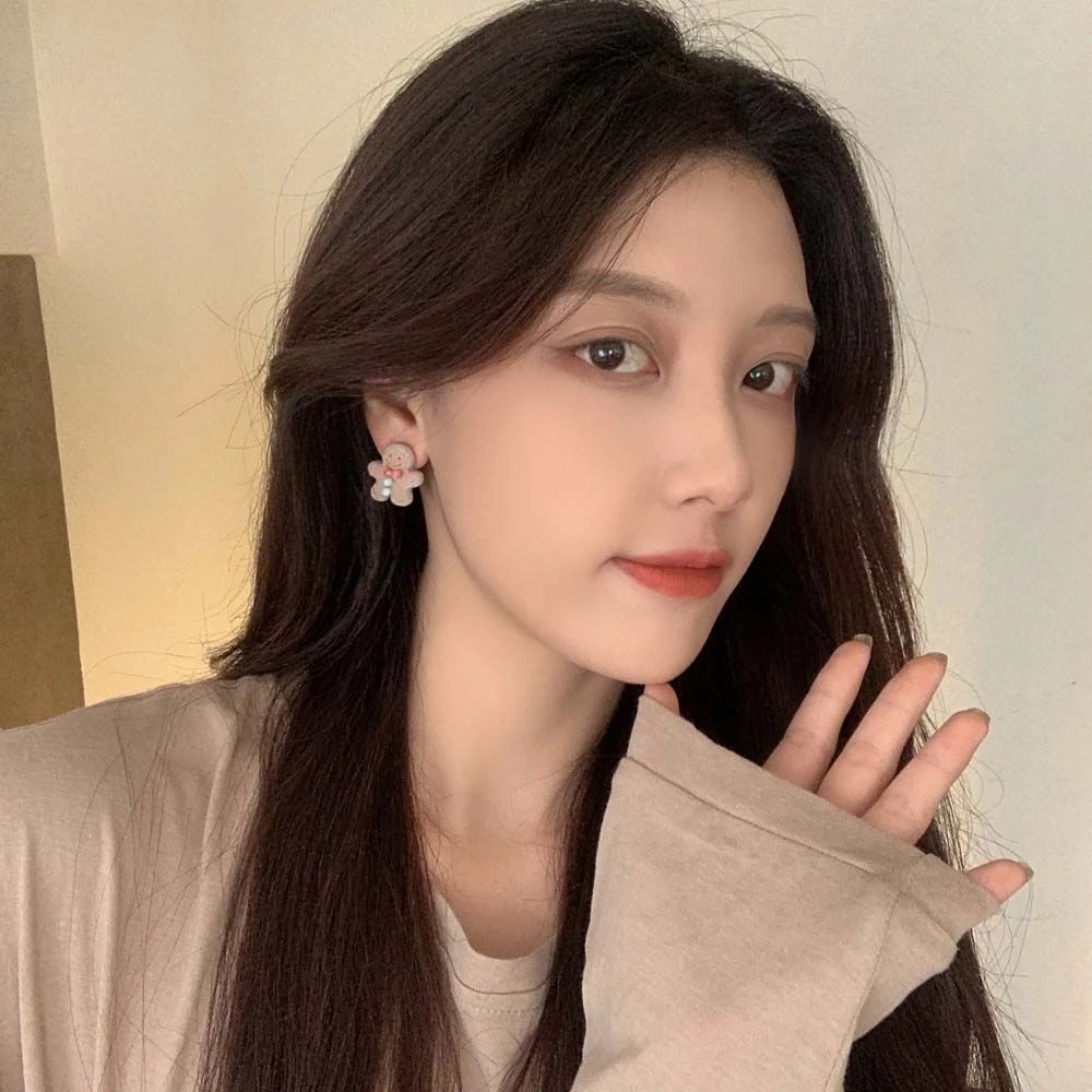 1 Cặp Bông Tai Hình Bánh Gừng / Bánh Gừng Phong Cách Hàn Quốc Thời Trang Cho Nữ