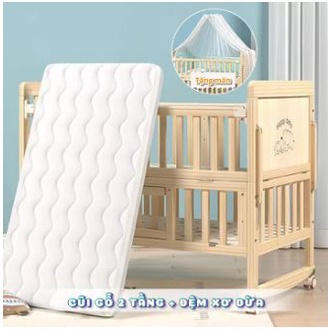 Nôi Cũi Trọn Bộ Cho Bé ( Kèm Đệm Sơ Dừa ),Cũi Ngủ Cho Bé Kích thước 105 x 60 x 85 cm