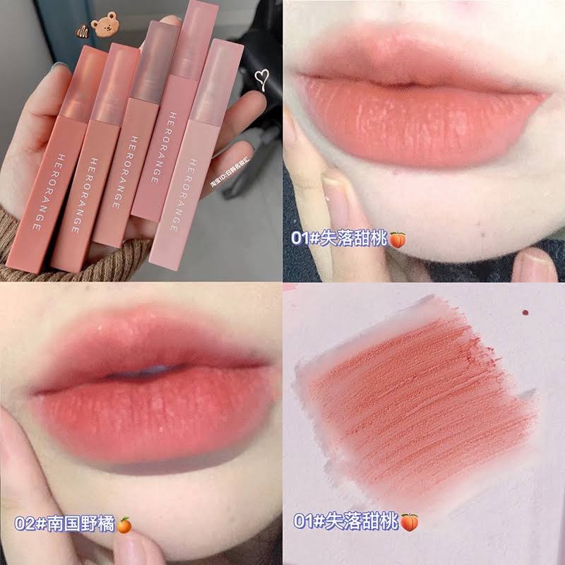Son Kem Lì Herorange Mềm Mịn Như Nhung Chống Thấm Nước Chống Khô Môi Lâu Trôi