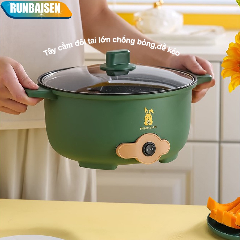 Nồi Lẩu Mini Cắm Điện Đa Năng Lớp Chống Dính Teflon Cao Cấp  Kèm Xửng Hấp Siêu Tiện Lợi,Công Suất 1000W,bảo hành 6 Tháng