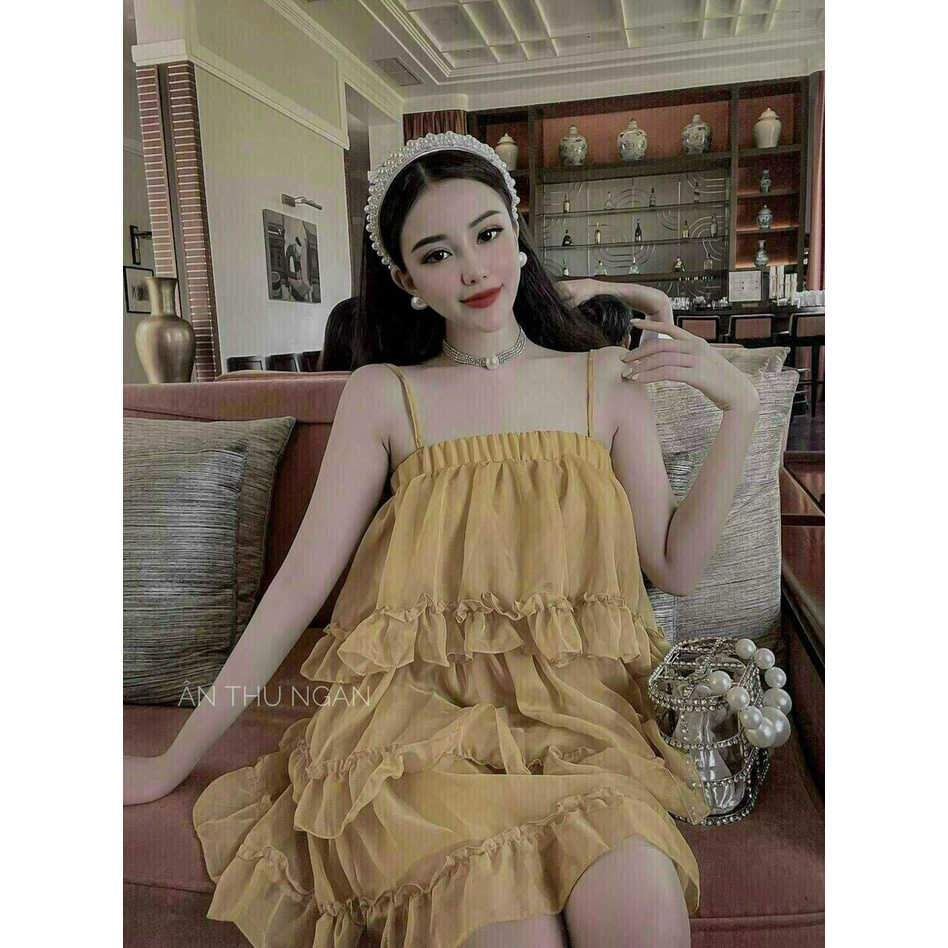 (Miễn Phí Ship 2022) Đầm 2 dây dáng xòe,đầm voan tầng dễ thương,chất đẹp from dễ mặc,diện đi đâu cũng chanh sả