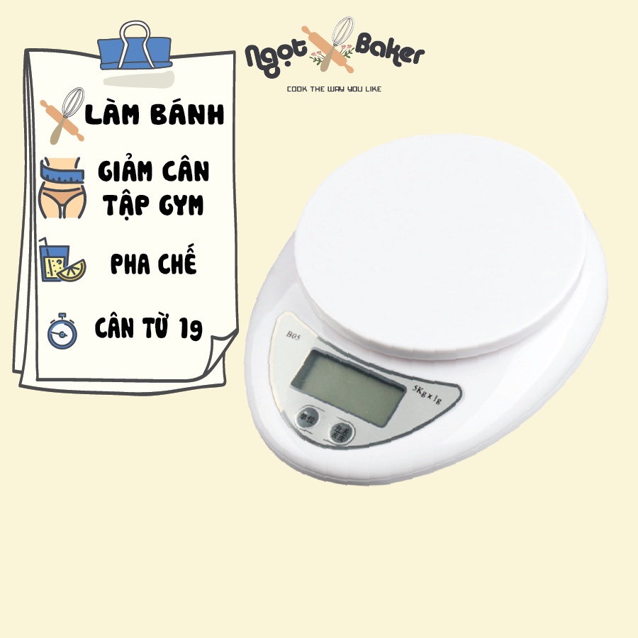Cân tiểu ly điện tử nhà bếp mini làm bánh đồ ăn nguyên liệu chính xác cao Tặng kèm Pin AAA