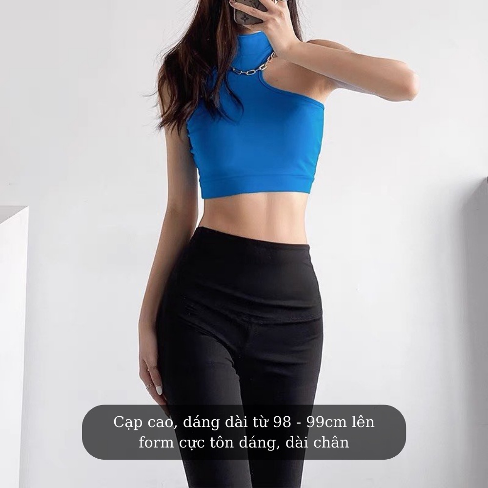 Quần legging ống loe cạp chun vải cao cấp thun co giãn tốt dáng ôm màu đen trơn (43kg - 62kg) 133