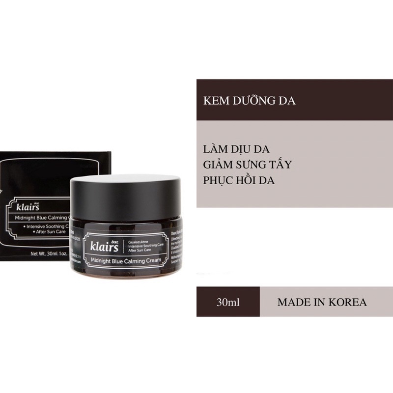 Kem Dưỡng Phục Hồi Da Dear Klairs Midnight Blue Calming Cream