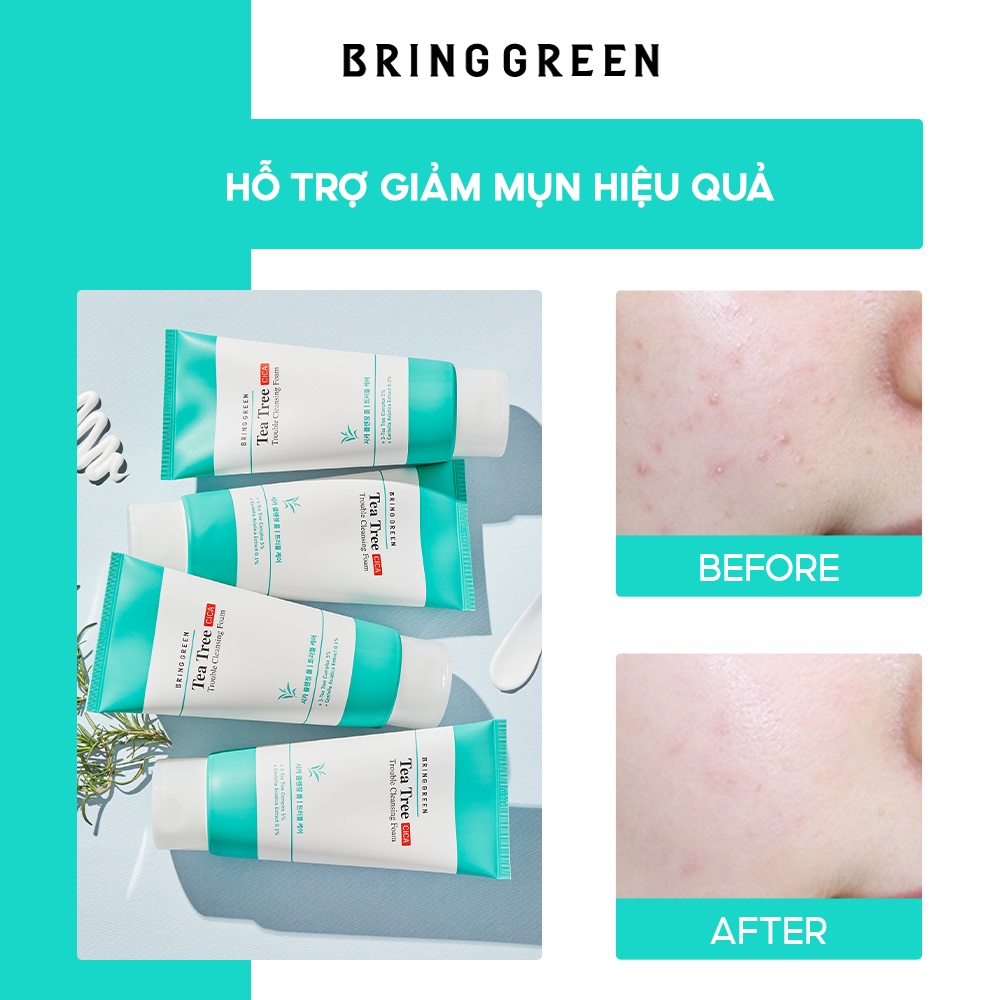 Sữa Rửa Mặt Ngừa Mụn Làm Dịu Da Tràm Trà Bring Green Tea Tree Cica Trouble Cleansing Foam 300ml