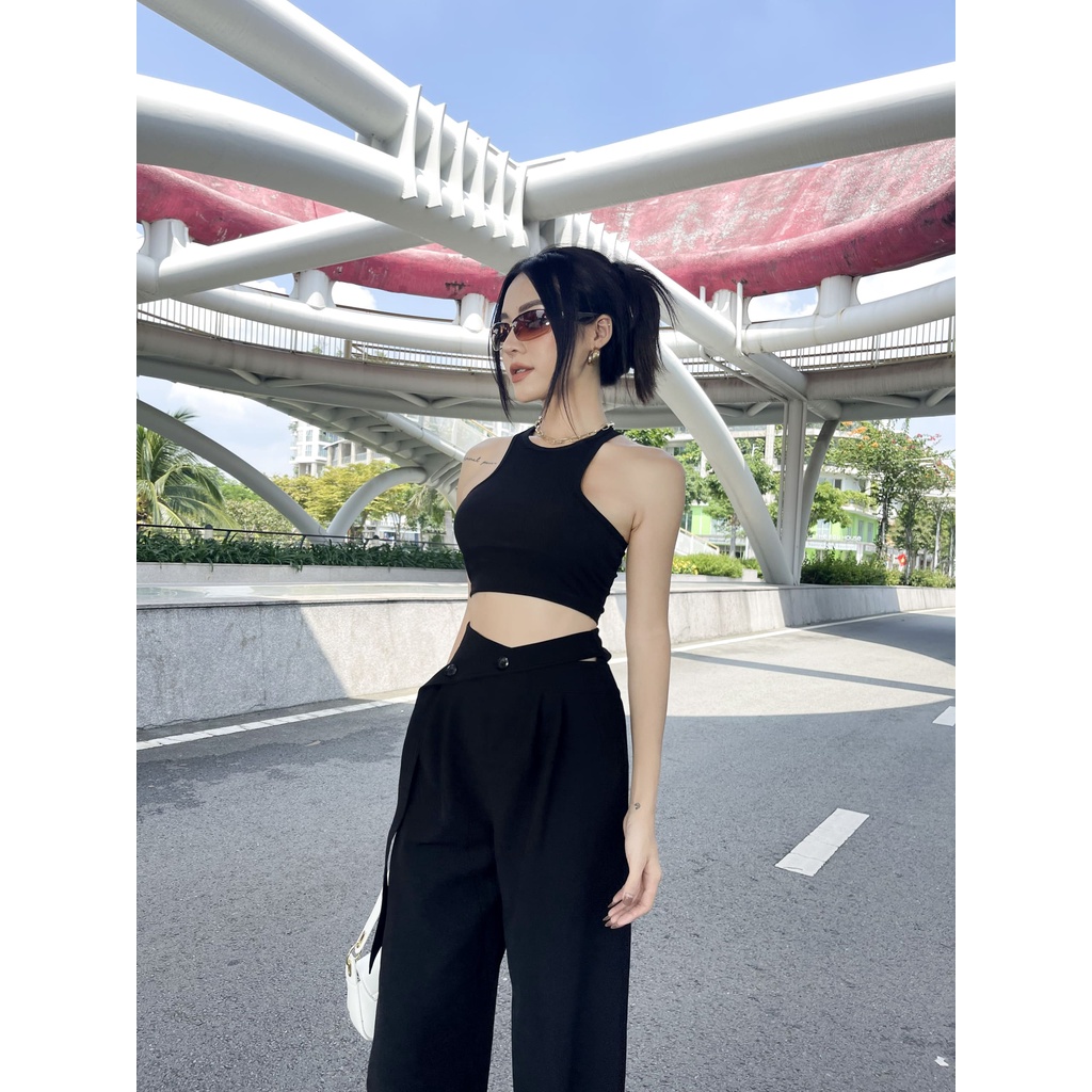 Áo Croptop 3 Lỗ Thun Gân LSEOUL A2559 Nhiều Màu Trẻ Trung Năng Động