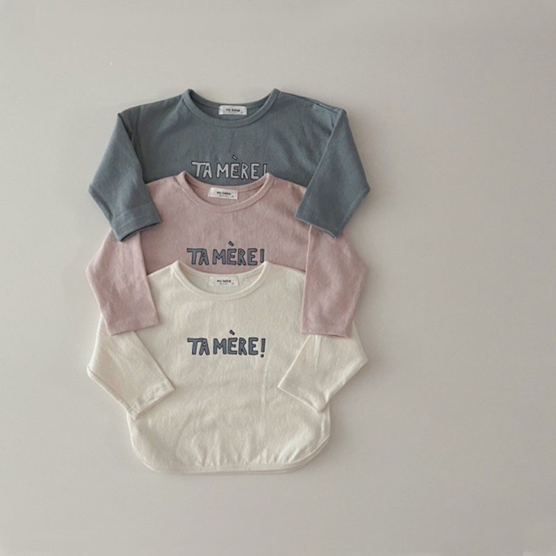 Áo Liền Quần Bằng Cotton Cổ Tròn In Chữ Đơn Giản Thời Trang Xuân Thu Dành Cho Bé Gái 0-24 Tháng Tuổi Áo Sơ Mi Znbmmm Cho Nữ