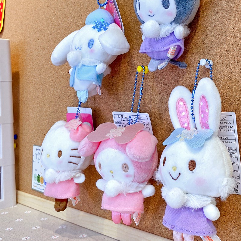 SANRIO Móc Khóa Búp Bê Nhồi Bông Mềm Mại Đáng Yêu