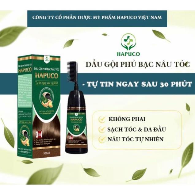 Dầu Gội Phủ Bạc Hapuco  – 3 Màu: Nâu, Nâu Đen Và Đen, 100% Thảo Dược An Toàn - Nhà Thuốc Thu Ngân
