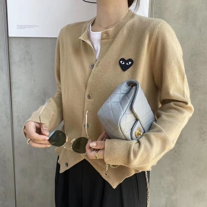 COZOK Áo Khoác Cardigan Dệt Kim Tay Dài Dáng Ngắn Thêu Họa Tiết Trái Tim Xinh Xắn Thời