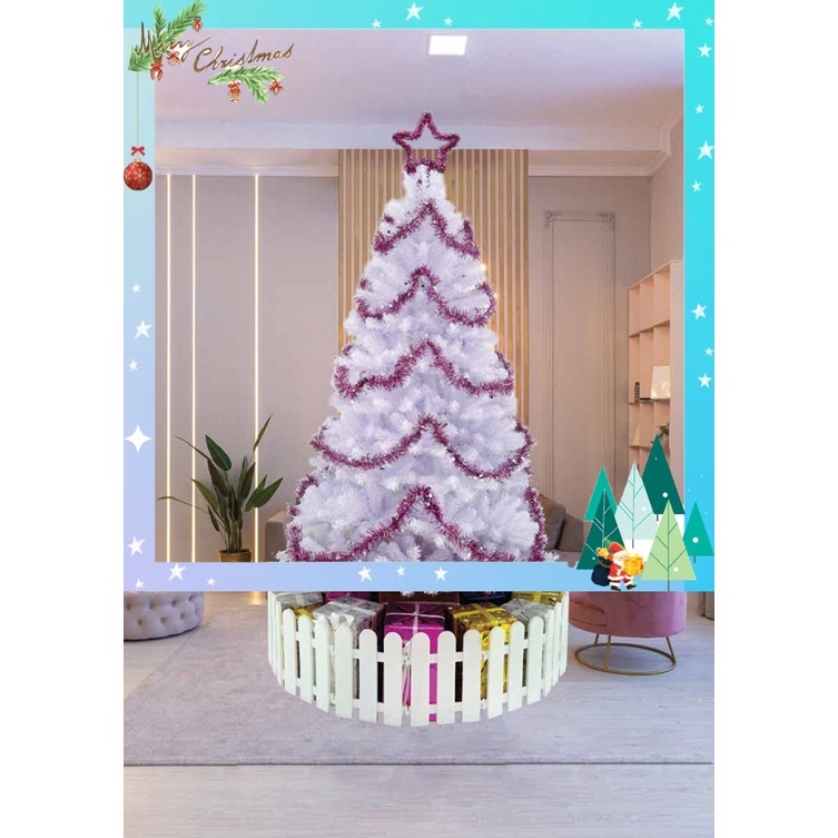 Cây thông noel 90cm màu trắng 2in - cây thông noel đầu tròn tán lá dày đẹp trang trí giáng sinh trong nhà ngoài trời