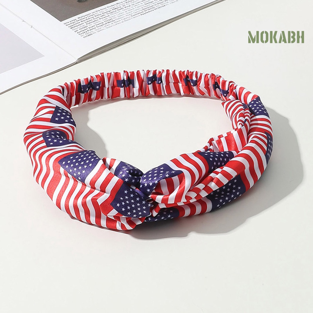 Băng Đô Cài Tóc Co Giãn Chống Trượt Thoáng Khí Hình Lá Cờ Mỹ