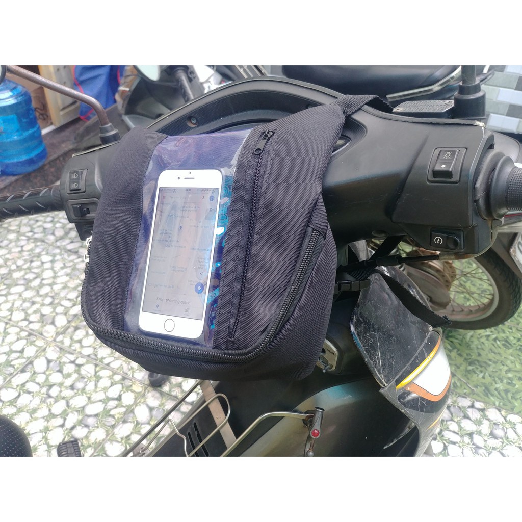 Túi Treo Đầu Ghi Đông Xe Máy Chiều Dọc Xem Google Map, Chứa Đồ, Chạy Grab