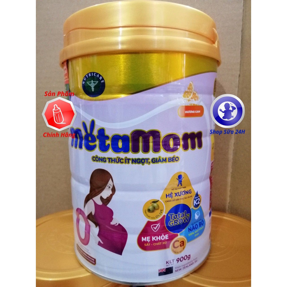 Combo 4 Hộp Sữa Bầu Metamom Đủ Vị Vani, Cam, Socola Lon 900g
