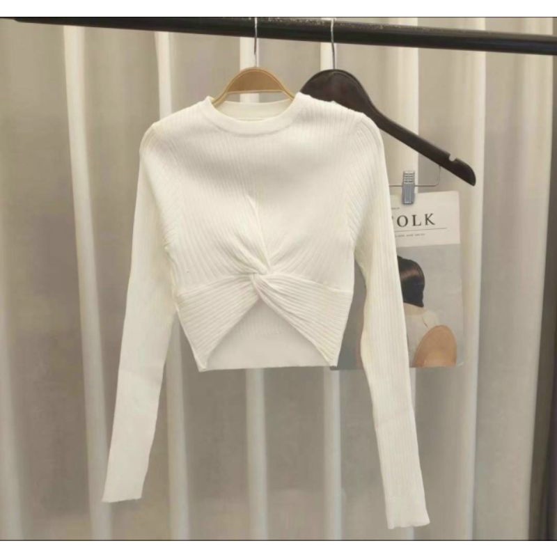 Áo thun croptop tay dài xoắn bụng siêu hot(A15