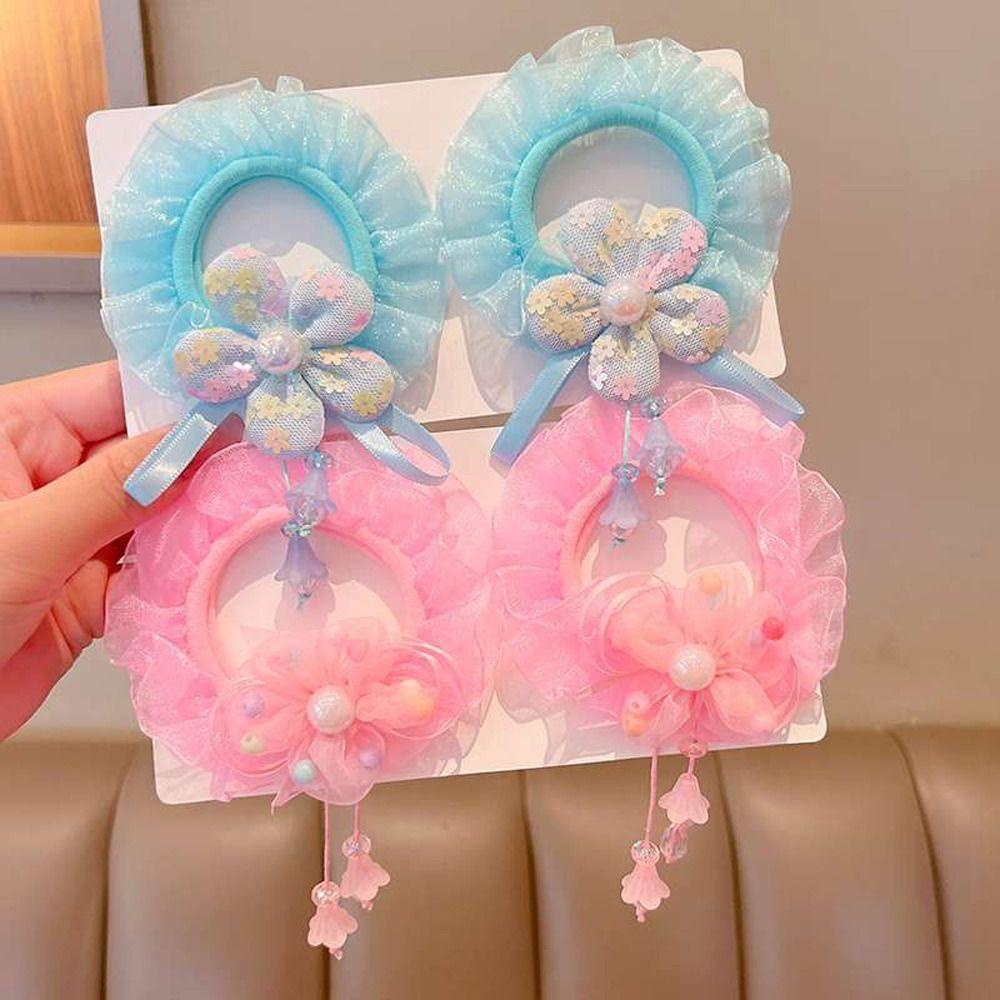 Dây Cột Tóc Co Giãn Nhiều Màu Sắc Họa Tiết Bướm Xinh Xắn Cho Nữ WMES15H Giá Đỡ