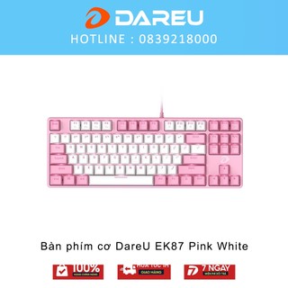 Bàn phím cơ DareU EK87 Pink/White -Bảo Hành 24 Tháng- Sẵn bản mix mầu