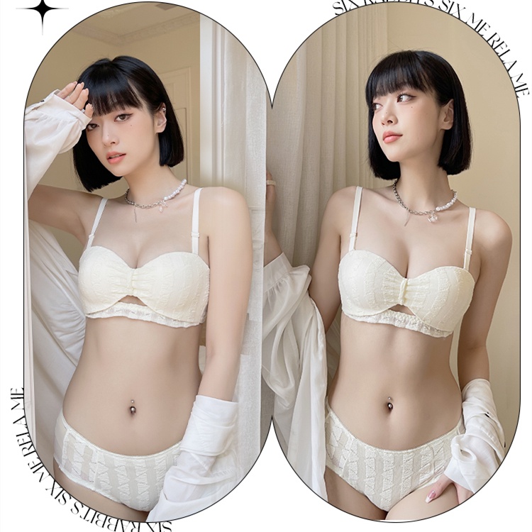 Set ren bra backless dress non-slip strapless women bra set comfort wire free lingerie push up female bralette underwear