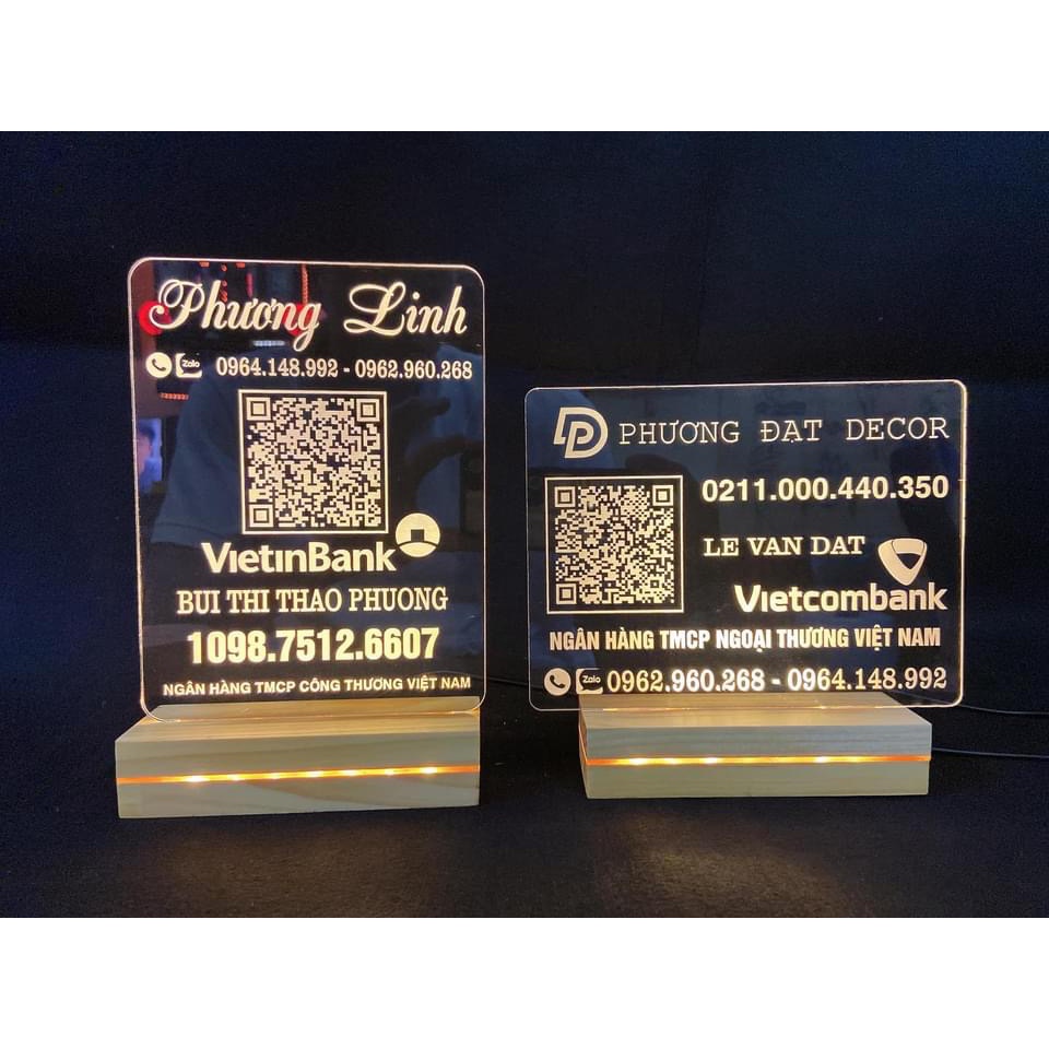 Bảng stk quét mã QR - Logo thương hiệu đèn led để bàn